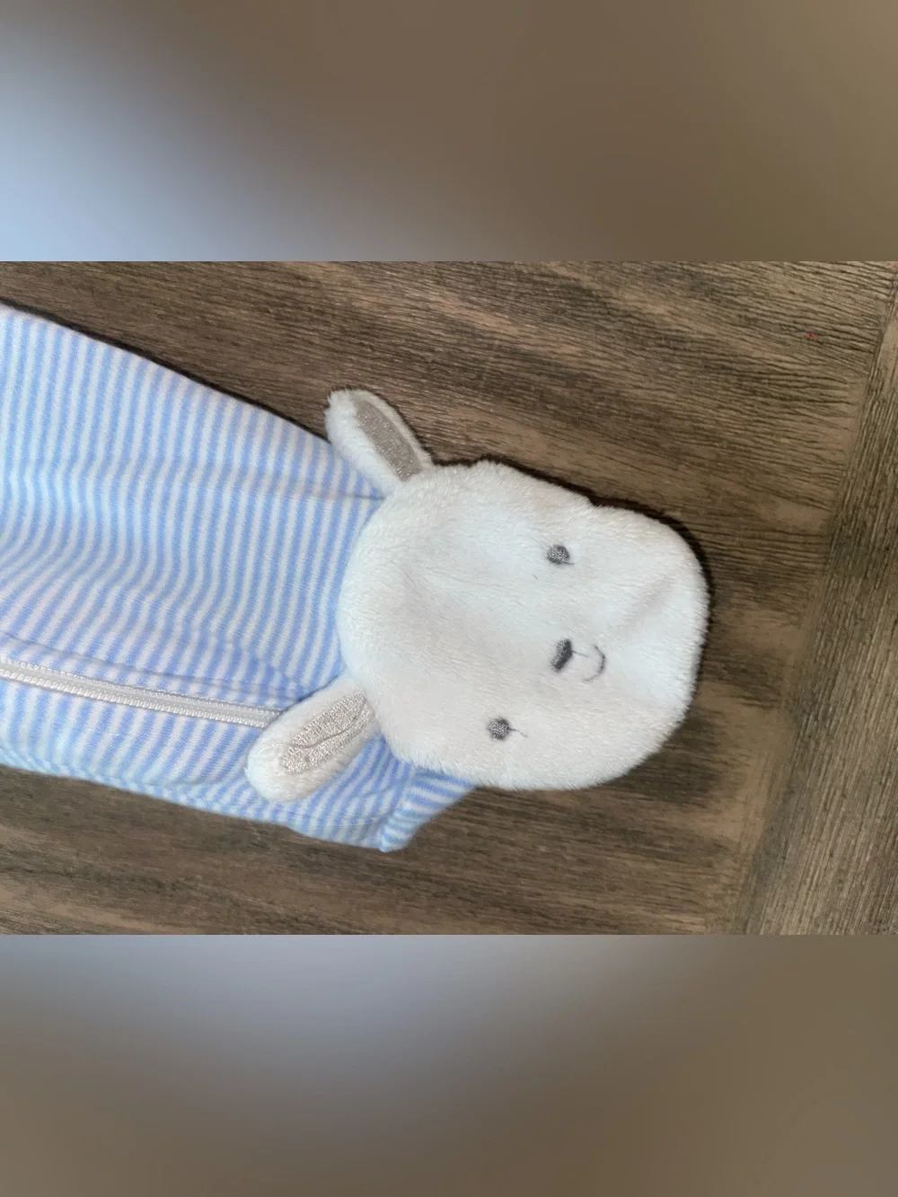 Carter's Light Blue Striped Bunny Footed One-Piece